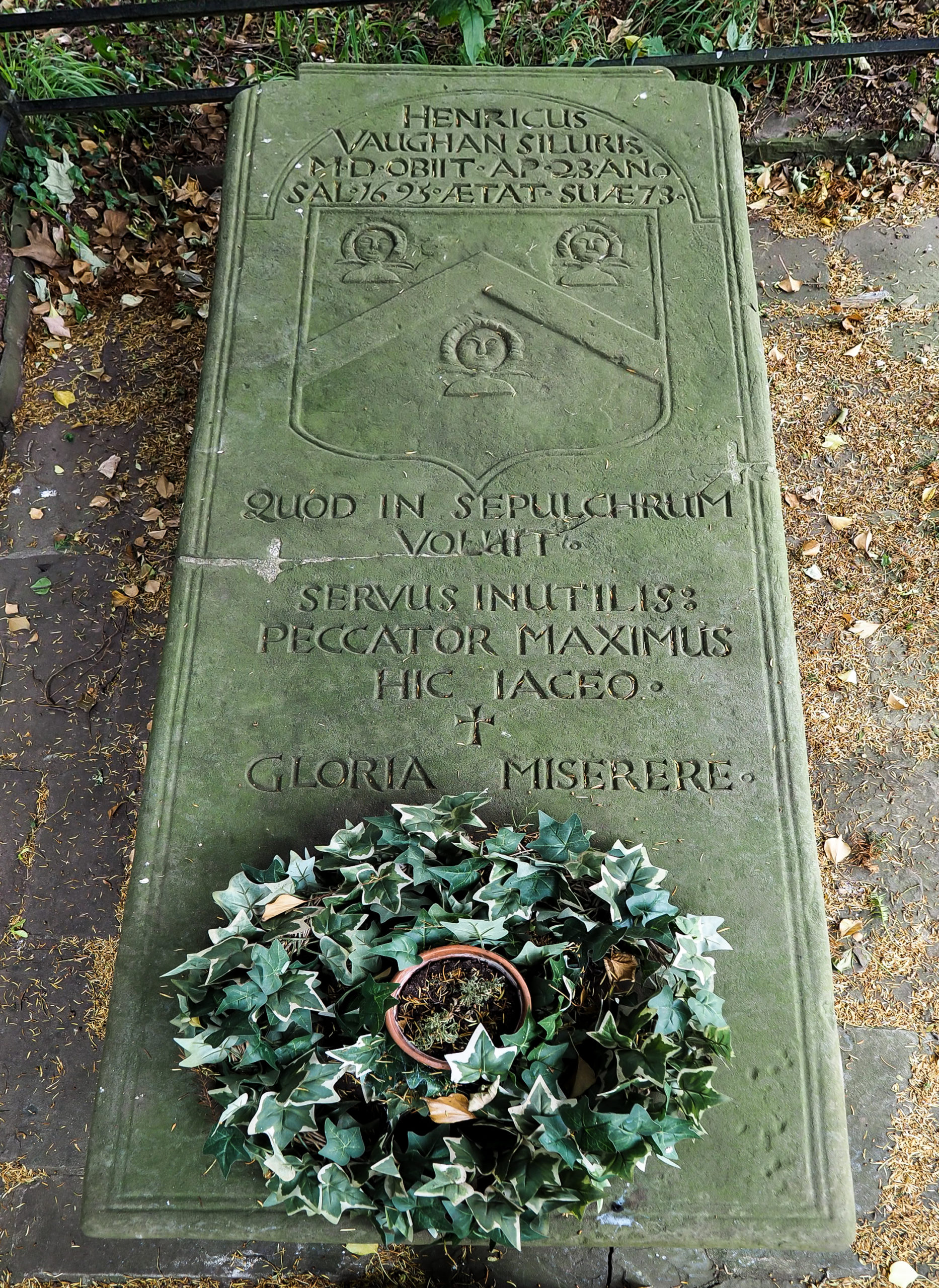 Henry Vaughan grave at Llansantffraed church