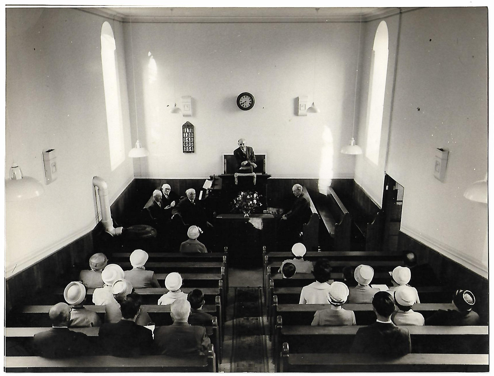 Aber Chapel interior with Huw Powell 1962