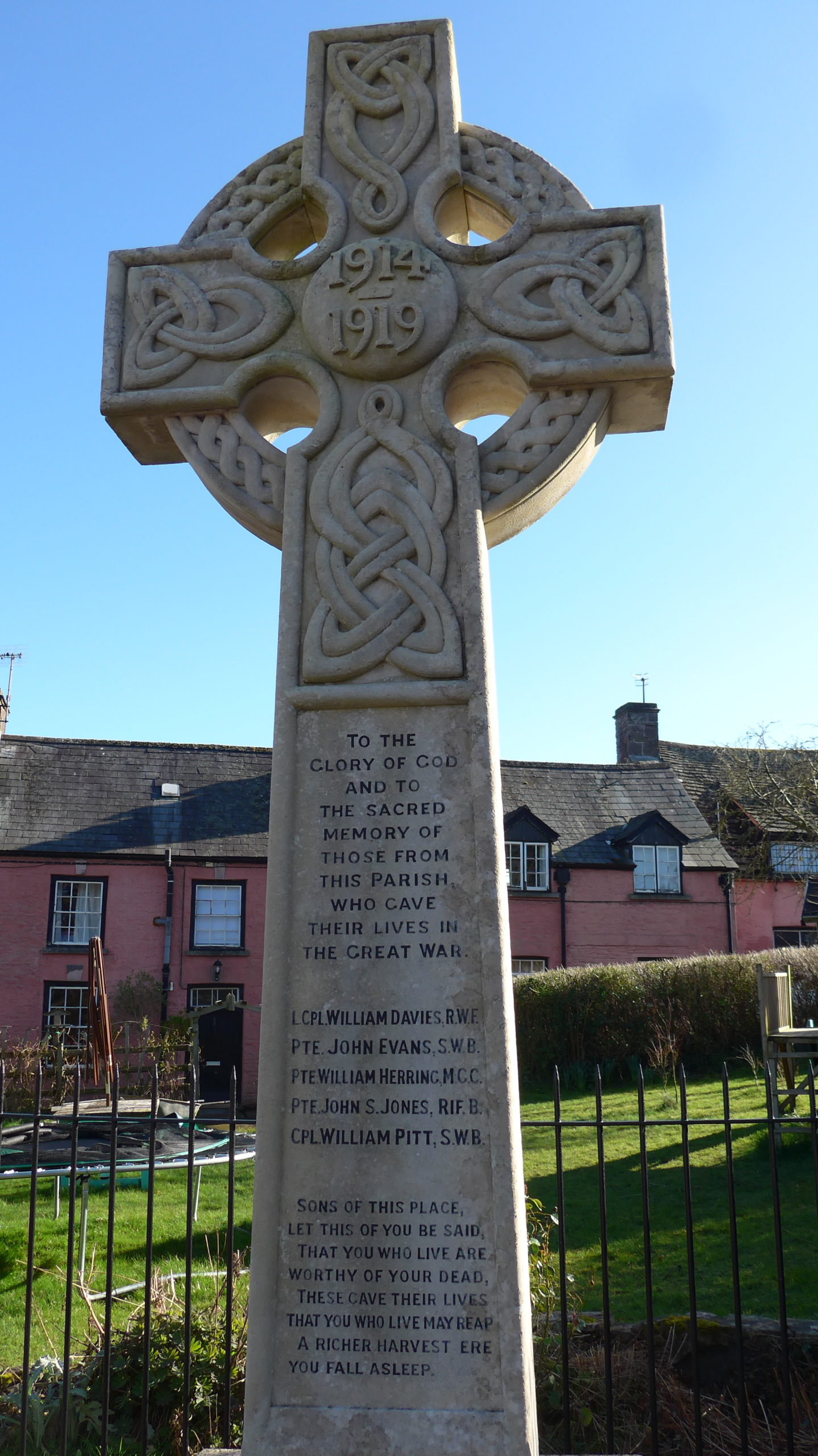 War Memorial with Llanfeugan names WW1 and WW2