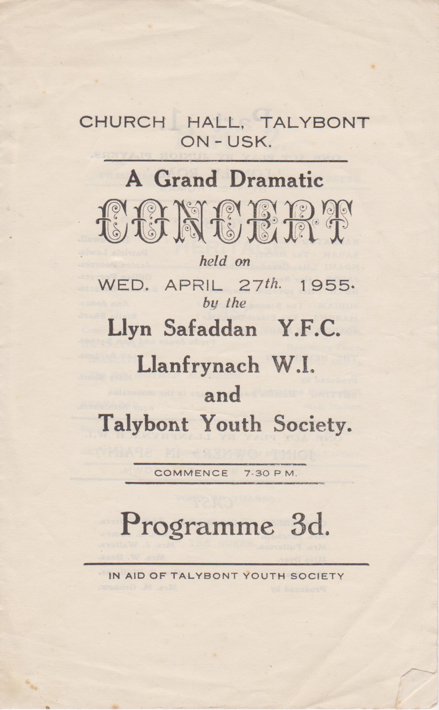 Church Hall Programme April 1955
