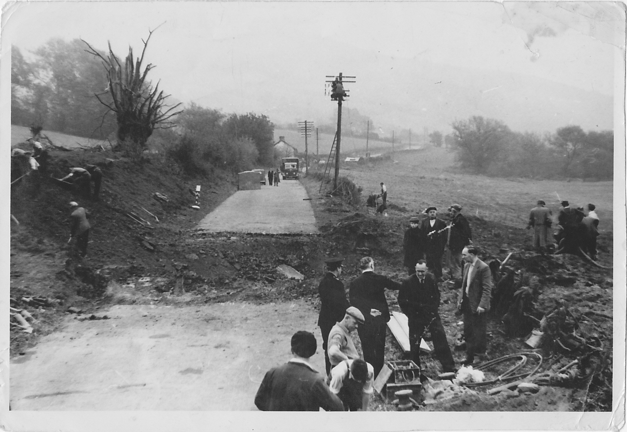 A40 Explosion road damage 1957